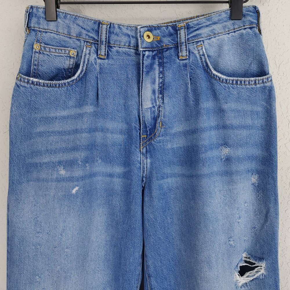 Anthropologie Pilcro 26 Med Wash Distressed High Rise The Breaker Relaxed Jeans - Picture 3 of 11